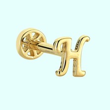 Sembol Gold Altın Piercing -H- Harf 14 Ayar Tragus