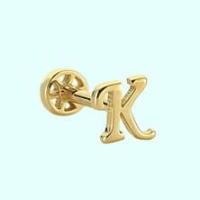 Sembol Gold Altın Piercing -K- Harf 14 Ayar Tragus