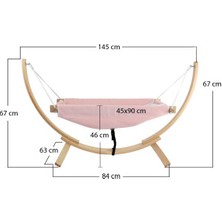 MOLMİNİ Ahşap Bebek Hamağı Minderli Hamak Beşik PEMBE