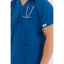 Önlük Forma Dünyası Likralı  Petrol Mavisi Doktor Hemşire Forması