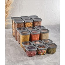 VİP AHMET 18'Lİ ÜÇ BOY SAKLAMA KABI - GRİ - 129'LU MUTFAK ETİKETİ HEDİYELİ