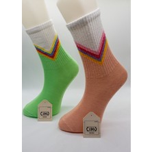 Ciho Socks V Desen 12 Çift Pamuklu Kadın Soket Çorap