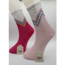 Ciho Socks V Desen 12 Çift Pamuklu Kadın Soket Çorap