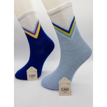 Ciho Socks V Desen 12 Çift Pamuklu Kadın Soket Çorap