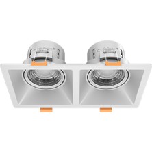 Ledhouse 2x8 W Ikili Kare Smd LED Sıva Altı Spot Lamba Tavan Armatür ( Beyaz Kasa - 6500K Beyaz Işık )