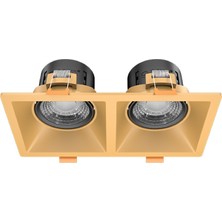 Ledhouse 2x8 W Ikili Kare Smd LED Sıva Altı Spot Lamba Tavan Armatür ( Gold Kasa - 6500K Beyaz Işık )