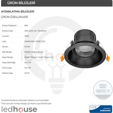 Ledhouse 8 W Yuvarlak Smd LED Sıva Altı Spot Lamba Tavan Armatür ( Rose Kasa - 6500K Beyaz Işık )