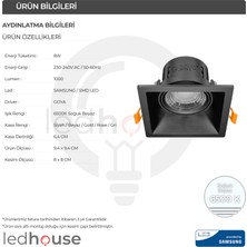 Ledhouse 8 W Kare Smd LED Sıva Altı Spot Lamba Tavan Armatür ( Siyah Kasa - 6500K Beyaz Işık )