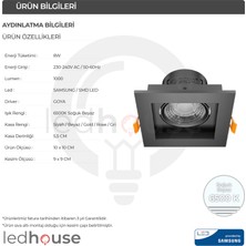 Ledhouse 8 W Kare Smd LED Sıva Altı Spot Lamba Tavan Armatür ( Rose Kasa - 6500K Beyaz Işık )