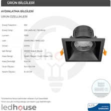 Ledhouse 8 W Kare Smd LED Sıva Altı Spot Lamba Tavan Armatür ( Titanium Kasa - 6500K Beyaz Işık )