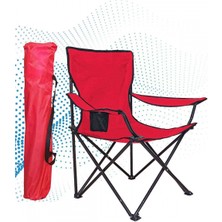 Çantalı Kamp Sandalyesi Balıkçı Plaj Piknik Koltuk Kırmızı 3 Adet