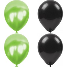 Hknys Metalik Açık Yeşil Siyah  Balon 100'lü 5 Metre Balon Zinciri Hediyemizdir