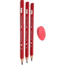 Faber-Castell 3'lü Jumbo Kurşun Kalem Başlangıç Kalemi ve Fc Kırmızı Elips Silgi