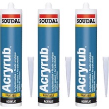 Soudal Acryrub Silikonize Mastik 500 gr Beyaz- 3 Adet