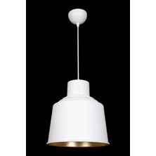 Fer Avize  Bonita Modern Tasarım Beyaz Içi Gold Renk Metal Tekli Avize