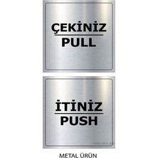 Orse Reklam Itiniz Çekiniz Yazısı - Metal 10CMX10CM ( 1çift ) Metal Renk