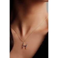 Hestia Silver Renkli Taşlı 925 Ayar Gümüş Harf Kolye
