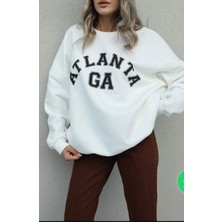 Kese Butik Kadın Baskılı Sweatshirt Ekru