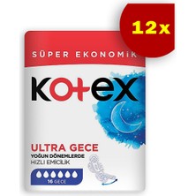 Kotex Gece Ultra Hijyenik Ped 16'lı 12 Adet