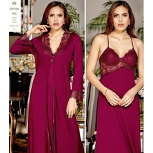 Yeni Jeremi 553 6'lı Çeyizlik Penye Dantelli Uzun Gecelik Sabahlık Set