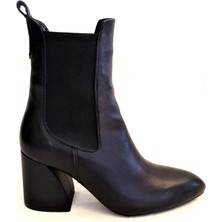 Bags Shoes Kuum K4812 Kadın Günlük Hakiki Deri Lastik Garnili Uzun Chelsea Topuklu Bot