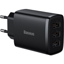 Baseus Kompakt 3 USB Portlu 17W Hızlı Şarj Başlığı Adaptörü