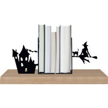 Hobi Demir Sanat Metal Kitap Tutucu Cadı & Şato Figürlü Kitap Desteği , Dekoratif Kitaplık