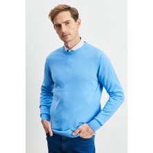 ALTINYILDIZ CLASSICS Erkek Açık Mavi Standart Fit Normal Kesim Bisiklet Yaka Triko