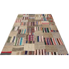 Sempati Halı Özel Patchwork Eskitme El Dokuma Halı  167 x 215 cm 6133