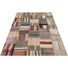 Sempati Halı Gerçek El Dokuma Eskitme Patchwork Halı  140 x 188 cm 6167