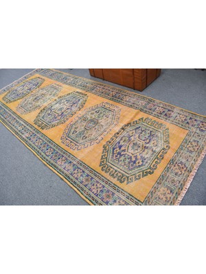 Kayra Export Eskitme Halı, Türk Halısı, Halı, 136 x 334  cm  Sarı Halı, Ofice Yer Halı, Bahçe Yer Halı,  11398