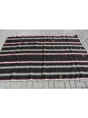 Kayra Export Türk Kilim, Eskitme Kilim, Area Kilim, 148 x 221  cm  Siyah Kilim, Organik Kilim, Alansı Kilim,  10933