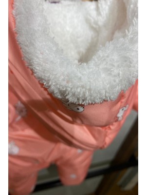 Podium Giyim Yeni Trend Sevimli Tavşan Figürlü Kozmonot Bebek Tulum (Nar)