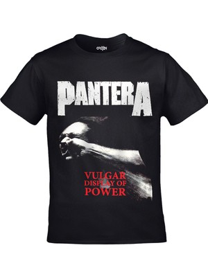 Orijin Tekstil Pantera Vulgar Display Of Power Unisex Baskılı Siyah Tshirt