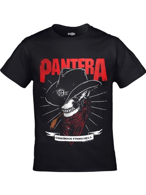 Orijin Tekstil Pantera - Cowboys From Hell Unisex Baskılı Siyah Tshirt