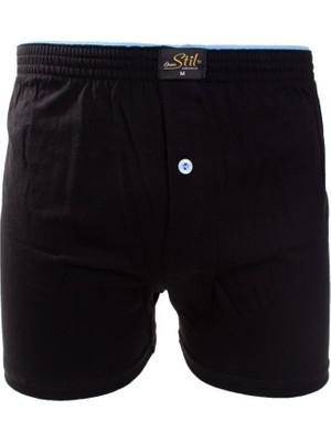 Ören Stil 44-7000 Siyah 4'lü Paket Erkek  Havlu Bel Pamuklu Boxer