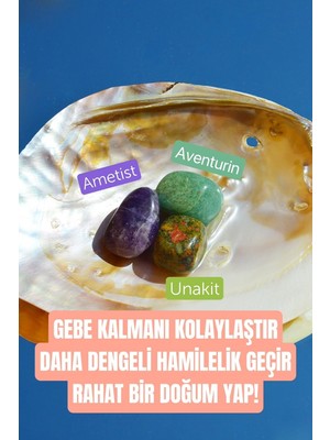 Bade Accessories Hamilelik Hamilelik Süreci Bebek Doğal Taş Tumble Seti (Unakit, Ametist, Aventurin