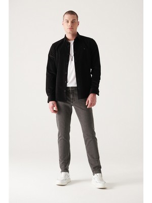 Avva Erkek Gri Eskitme Yıkamalı Likralı Slim Fit Jean Pantolon E003539