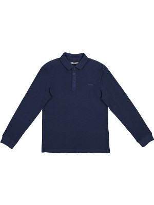 Lee Cooper Tylens Erkek %100 Pamuk Polo Yaka Uzun Kol T-Shirt Açık Lacivert