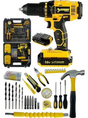 Sturdy Japon Technology 92VF10AH Rock Seri Darbeli Metal Şanzuman Şarjlı Çift Akülü Matkap 39 Prç Uç Setli