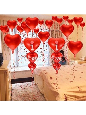 Bal10 Dünyası I Love You Balon 10 Kalp Balon Balon Ipi Yapışkanı Sevgililer Günü ve Doğum Günü Süsleme Set