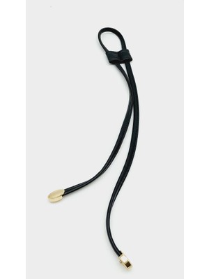 Angel Çanta Aksesuar Siyah Suni Deri Dikişli Büzgü Light Gold Metalli