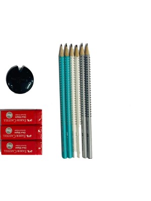 Faber-Castell 6 Kurşun Kalem + Kalem Açacağı + 3 Silgi