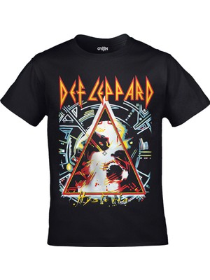 Orijin Tekstil Def Leppard - Hysteria Unisex Baskılı Siyah Tshirt