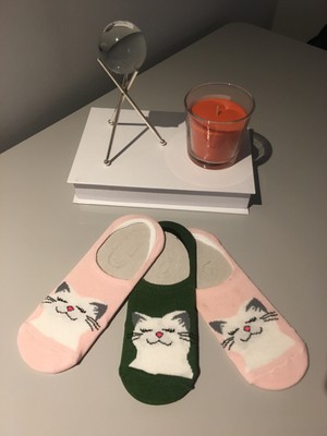 Ays Socks Boutique 3'lü Kedi Desenli Kadın Babet Çorap