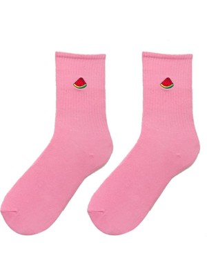 Ays Socks Boutique 6'lı Meyveli Nakışlı Renkli Çorap Kutusu