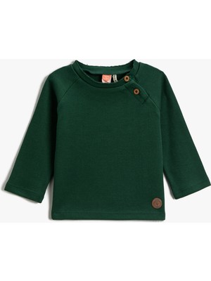 Koton Basic Ribanalı Düğme Detaylı Sweatshirt Pamuklu