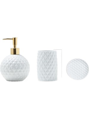 Xinh Avrupa Kabartmalı Beyaz Seramik Banyo Seti Temizleme Ev Banyo Diş Fırçası Tutucu Sabun Sıvı Sabunluk Çanak Ağız Kupası Banyo Malzemeleri | Banyo Aksesuarları Setleri (Yurt Dışından)