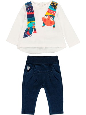 Boboli Kız Bebek Sweatshirt Pantolon Set Beyaz