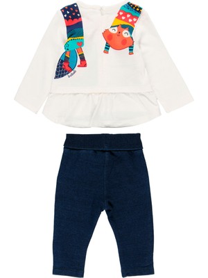 Boboli Kız Bebek Sweatshirt Pantolon Set Beyaz